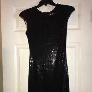 Twenty Cluny Black sequin Scoop Neck Cap Sleeve